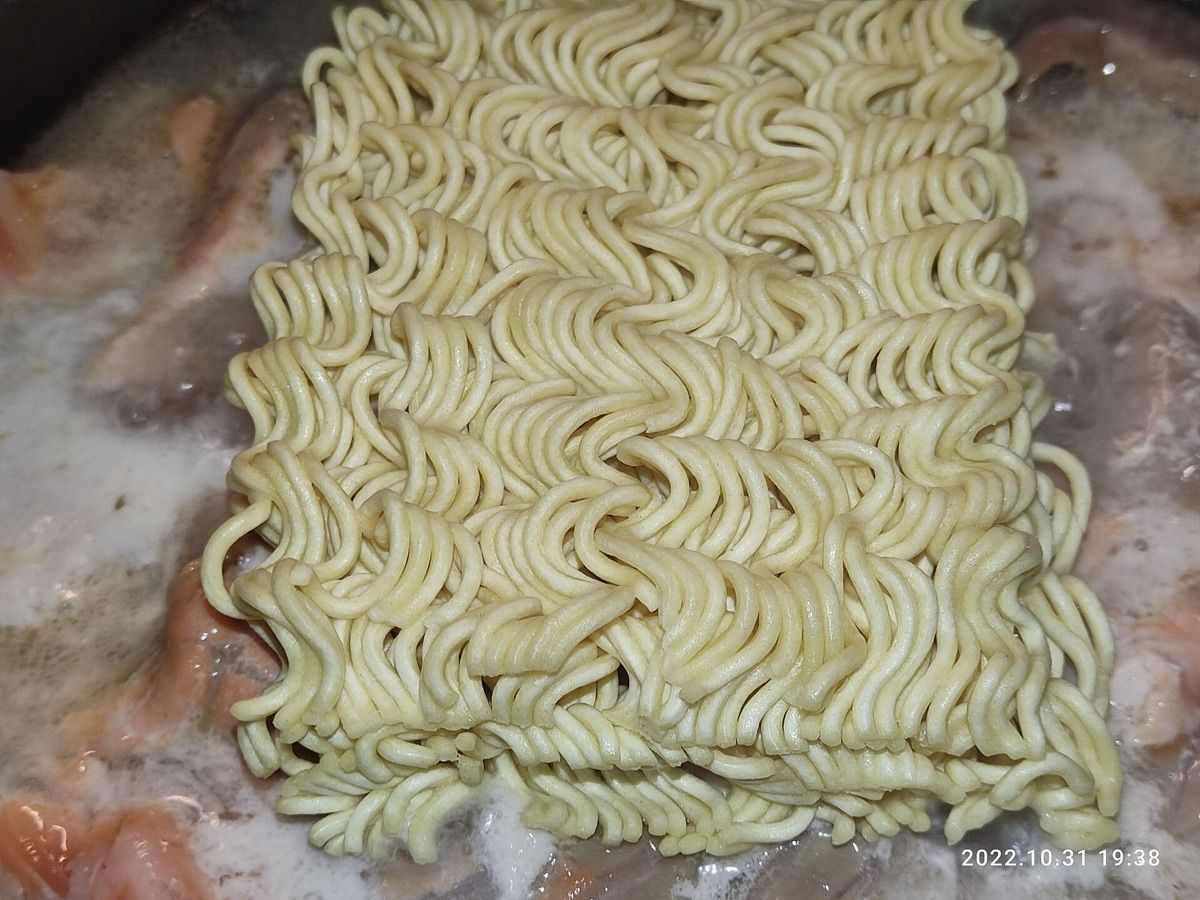Close up of popular Indonesian Mi Goreng instant noodles