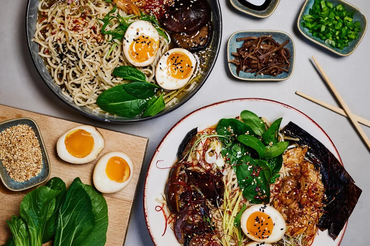 ramen, soup, dinner, noodles, egg, asian, food
